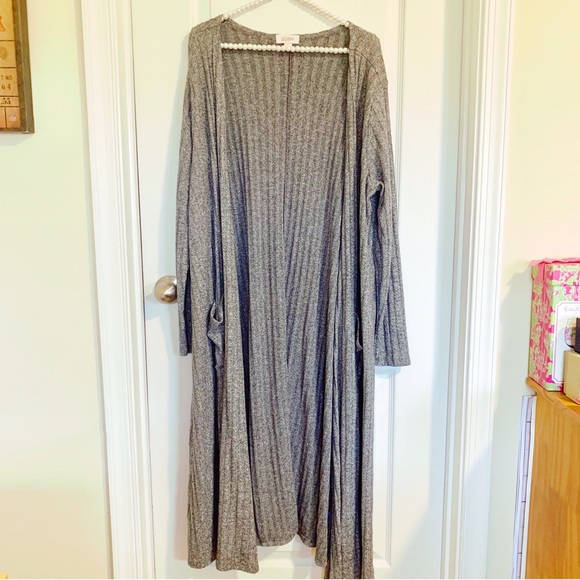LuLaRoe Sweaters - LuLaRoe Metallic Silver Ribbed Duster Cardigan